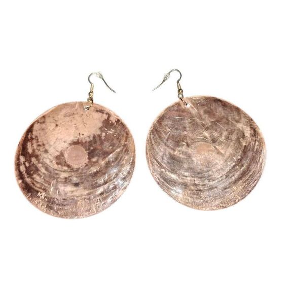 Large Round Shell Boho Earrings - Picture 1 of 4